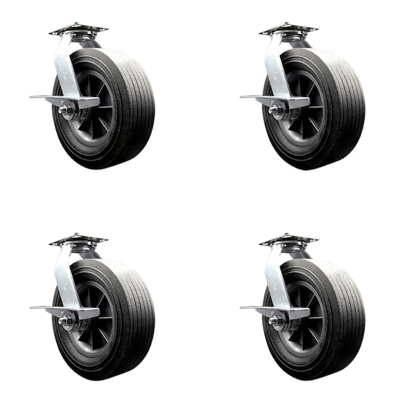 Service Caster BBQ Smoker Grill Flat-Free All Terrain 10'' Caster Wheel Set, 4PK SMOK-SCC-100S1030-SNB-SLB-BSL-2-SLB2 - main